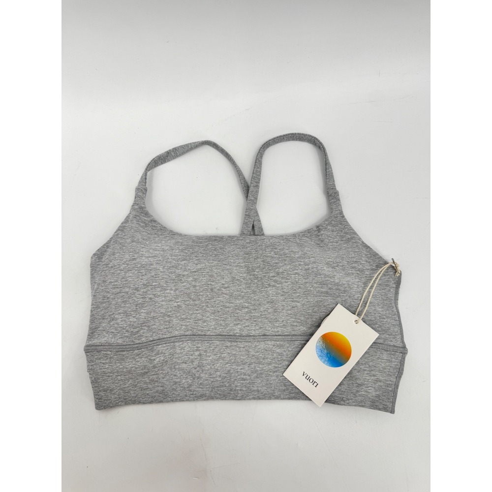 Vuori Long Line Elevation Bra Womens M Light Heather Grey VW1008 Strappy Back